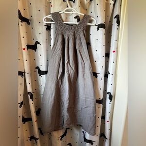 Grey Smocked Halter Midi Sundress